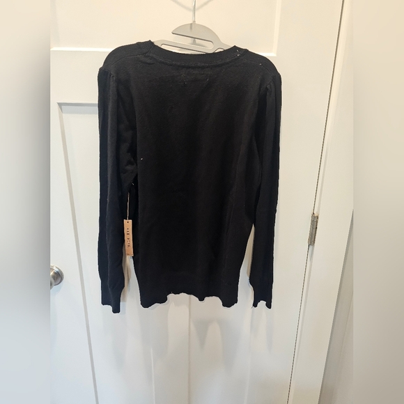 NWT! Rae Dunn Black Puff Sleeve “LOVE” Sweater XL - Picture 5 of 12